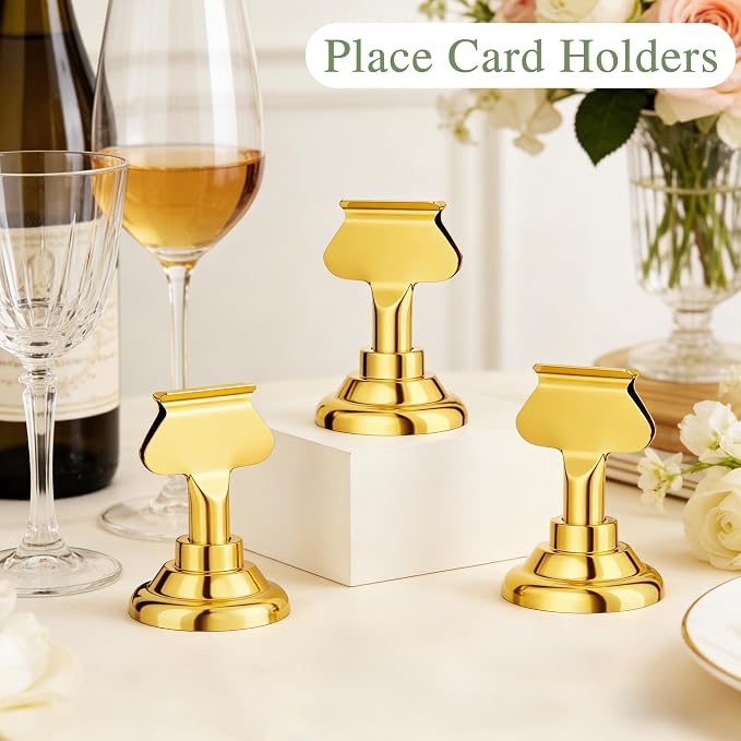 Urban Deco 24 Pieces Table Card Holder Place Card Holders 1.7 inches Gold Steel Card Holders for Photos, Food Signs, Memo Notes, Weddings, Restaurants, Birthday(Gold 24PK) - Image 8