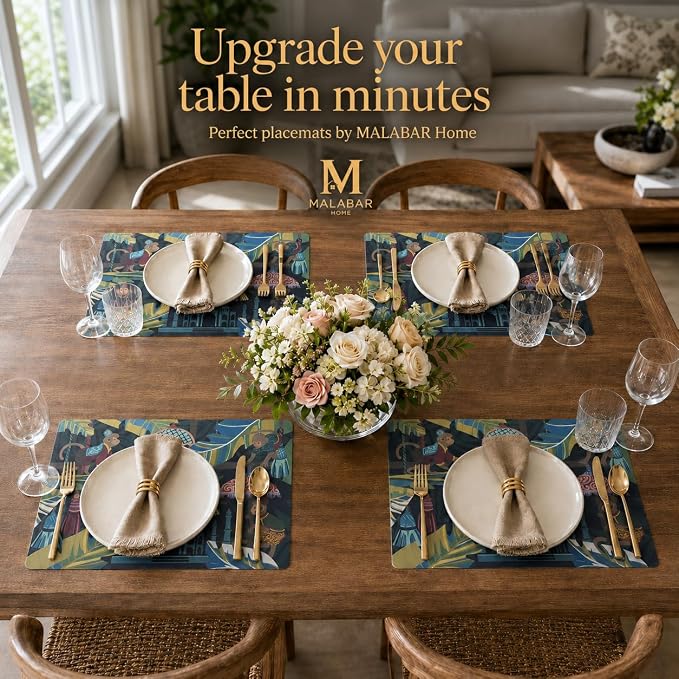 Paper Placemats Design – Monkey Massala Jungle Palace – Malabar Home | Premium Thick Paper | 25-Sheet Tear-Off Pad | Disposable | Reusable | Spill Resistant | Eco-Friendly Soy Ink | 17"x11" - Image 10