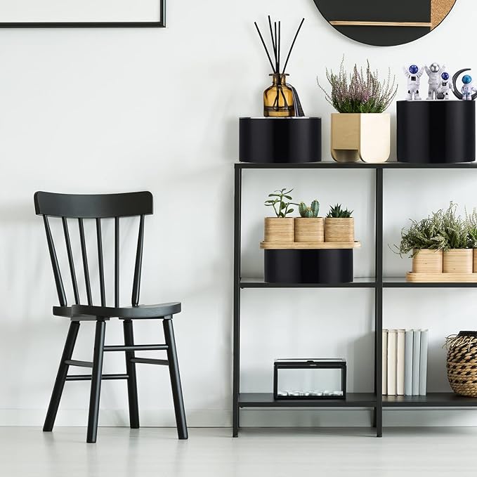 Weysat 3 Pcs Acrylic Risers for Display Stands, Round Cake Dessert Stand 3 Sizes, 6"x2", 7"x4", 8"x6", Food Risers Cylinder Nesting with Hollow Bottom for Wedding Parties Brunch Jewelry Show (Black)