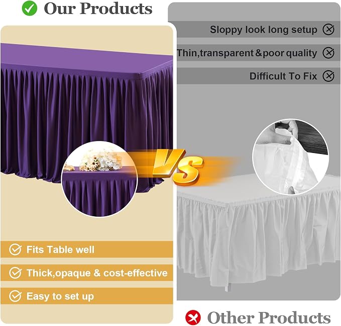 Shillance 2 Pack Purple Table Clothes for 4 Foot Rectangle Tables, Premium Polyester Rectangle Tablecloth Wrinkle Resistant Washable Table Cover for Wedding, Party, Dining,Banquet,Buffet Tables - Image 7