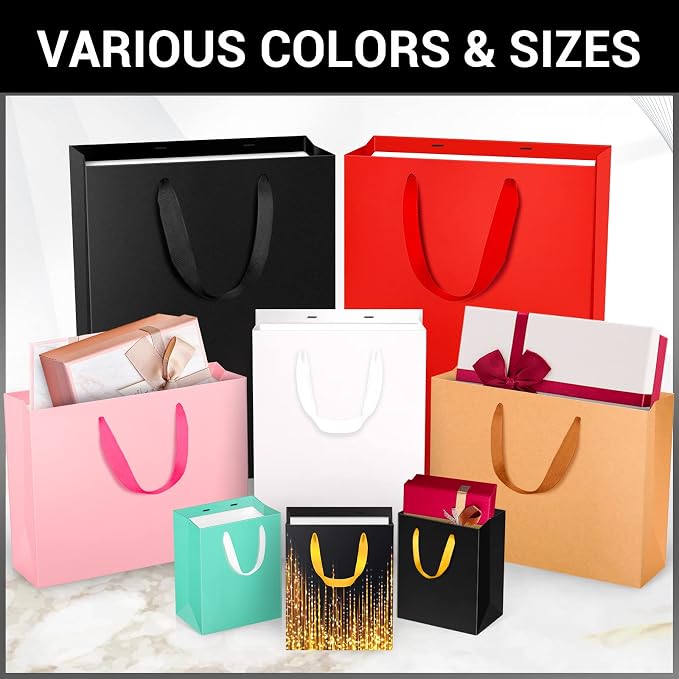 EUSOAR Medium Black Gift Wrap Bags, 50 Pack 7.8x3.9x11 inches Shopping Bags with Handles Bulk, Merchandise Retail Wrapping Bags for Business, Craft Grocery, Boutique, Party Favor, Wedding - Image 6
