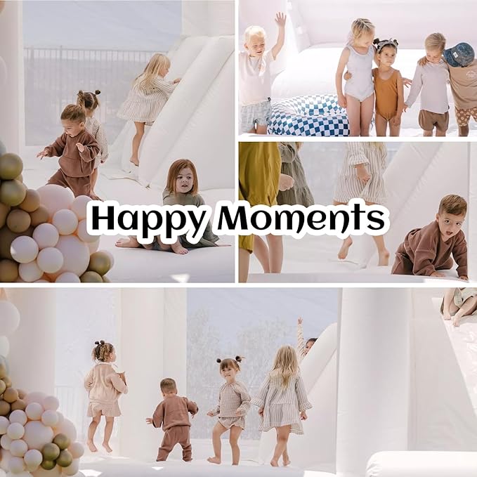 White Bounce House for Adults Kids,15.8FT Heavy Duty 100% PVC Large Commercial Bounce House Bouncy Castle with Big Slide and Ball Pit for Backyard,Birthday Party,Wedding,Outdoor Game