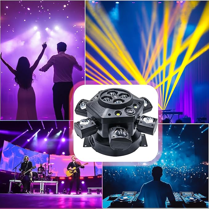 LED Six Arms Effect Light, Moving Head DJ Lights 150W DJ Laser Light 6 Arms Party Lights RGBW 4 in1, DMX512 Sound Activated with Mixed Stage Lighting Effects for Parties Disco Club Bar KTV Wedding