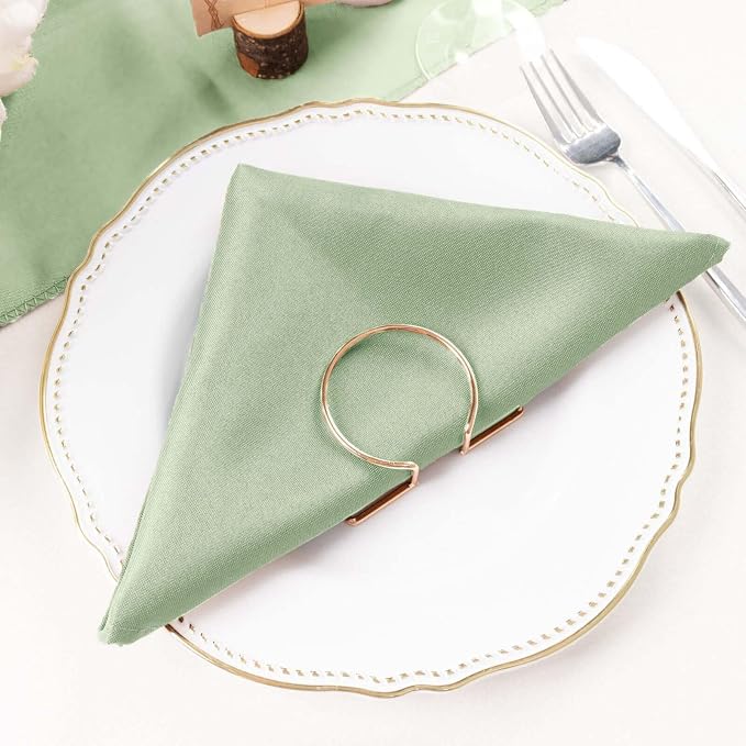 Tableclothsfactory Premium 100 Pack | Sage Green Polyester Linen Dinner Cloth Napkins, Reusable Linen | 20"x20" | Washable for Party & Decorations - Image 8
