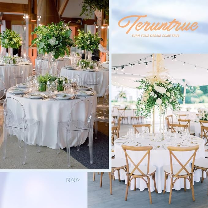 10 Packs Premium Round Tablecloth - 120 Inch White Polyester Table Cloth Bulk Washable Polyester Fabric Tablecloths for Wedding Party Banquet Buffet Table Holiday Dinner - Image 6