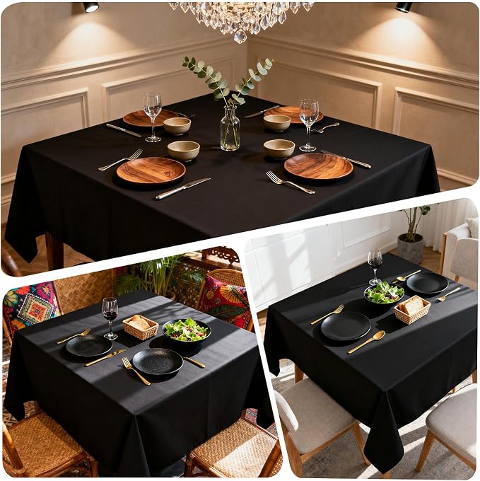 8 Pack Black 60 x 60 Inch Square Tablecloth | Wrinkle Resistant, Washable, Polyester Fabric Table Cloth for Dining Banquet Wedding Party - Image 7