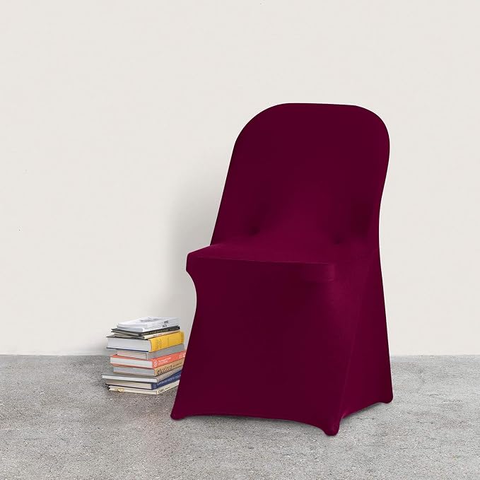 Peomeise Stretch Spandex Folding Chair Cover for Wedding Party Dining Banquet Event (Burgundy,25pcs) - Image 7