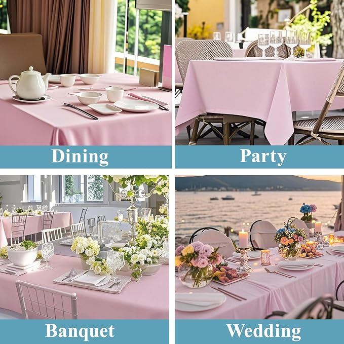 VidaFete 6 Pack 90 * 132inch Pink Rectangle Tablecloth for 6ft Tables | Stain & Wrinkle Resistant Polyester Rectangular Table Cloth for Kitchen Dining Wedding Banquet Decoration - Image 6