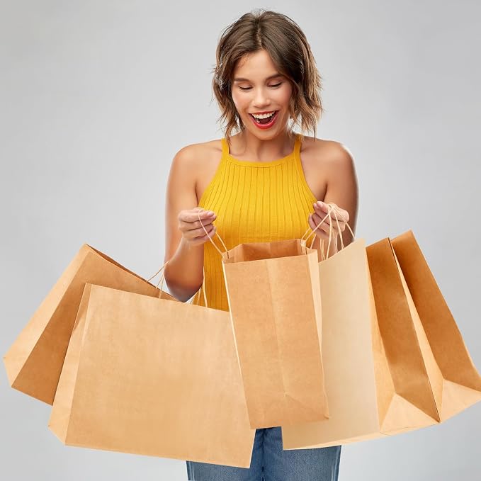 Maitys 30 Pcs 18x14x7 Inch Large Kraft Paper Gifts Bags with Handles, Brown | Kraft Bags for Small Business, Merchandise, Gifts, Shopping, Retail Stores, Birthday Party, Hold Candies, Toys, Gifts, Etc - Image 7