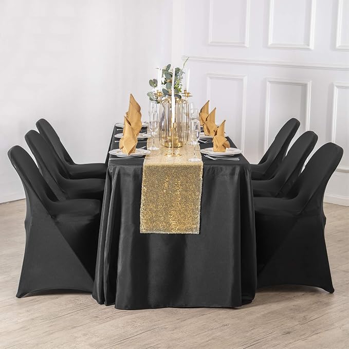 Ascoza 2pack 60x120 Inch Black Rectangular Tablecloth 6 Feet Table Cloth in Polyester Fabric for Wedding/Banquet/Restaurant/Parties - Image 6