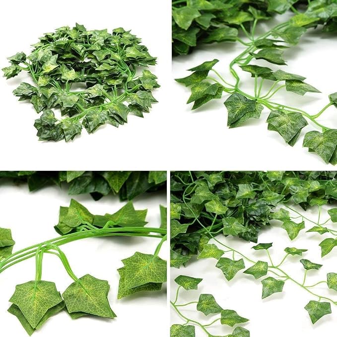 Comtelek Fake Vines for Room Decor 96PCS Artificial Ivy Garland with Clip 672FT Green Flowers Hanging Plants Faux Greenery Leaves Bedroom Aesthetic Decor for Home Garden Wall Wedding - Image 8