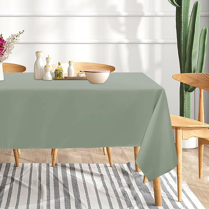 sancua 2 Pack Sage Green Tablecloths 60x102 Inch for 6 Feet Rectangle Tables - Image 9