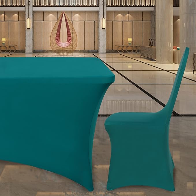 10 PCS Bluish Green Chair Covers for Party - Washable Removable Universal Stretch Spandex Dining Room Chair Slipcovers Protectors for Wedding Banquet Celebration Holiday Indoor/Outdoor Uses - Image 7