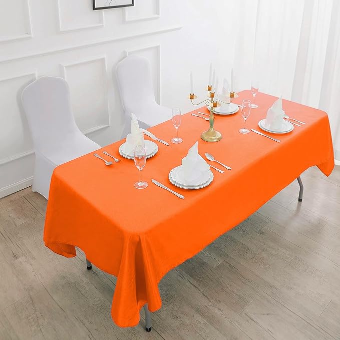 Cupuamon Rectangle Tablecloth 90x156 inch Washable Polyester Fabric Table Cloth for Wedding Party Dining Banquet Decoration(90x156, Orange) - Image 7