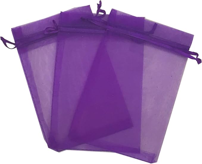 300 Pcs Purple 4x6 Sheer Drawstring Organza Jewelry Pouches - Wedding Party Favor & Gift Bags by Kyezi+Design+and+Craft