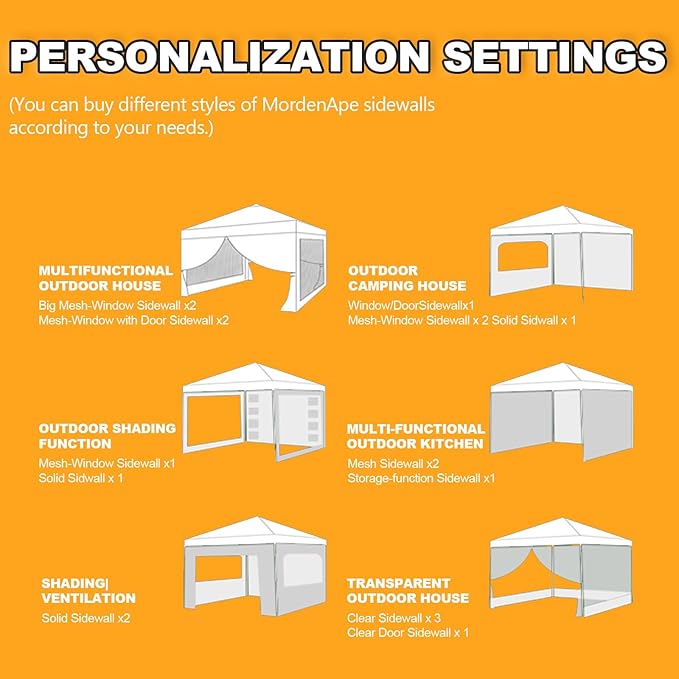 Clear Sidewall - Transparent Canopy Walls, Sidewall for 10x10 Pop Up Canopy - Straight Leg, 1 Pack (Khaki)