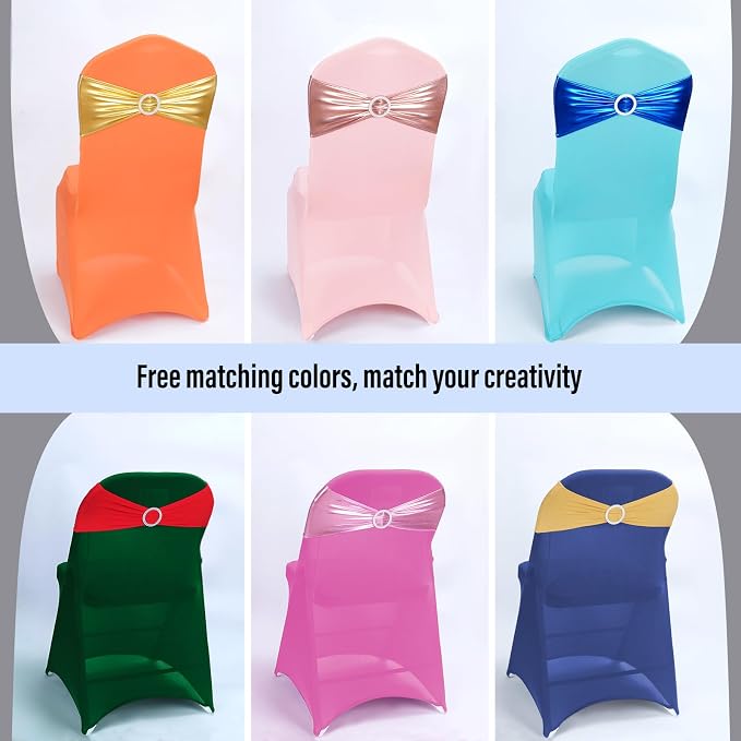LEBENGURU Gold Stretch Chair Sashes 100pcs with Buckle Slider - Image 9
