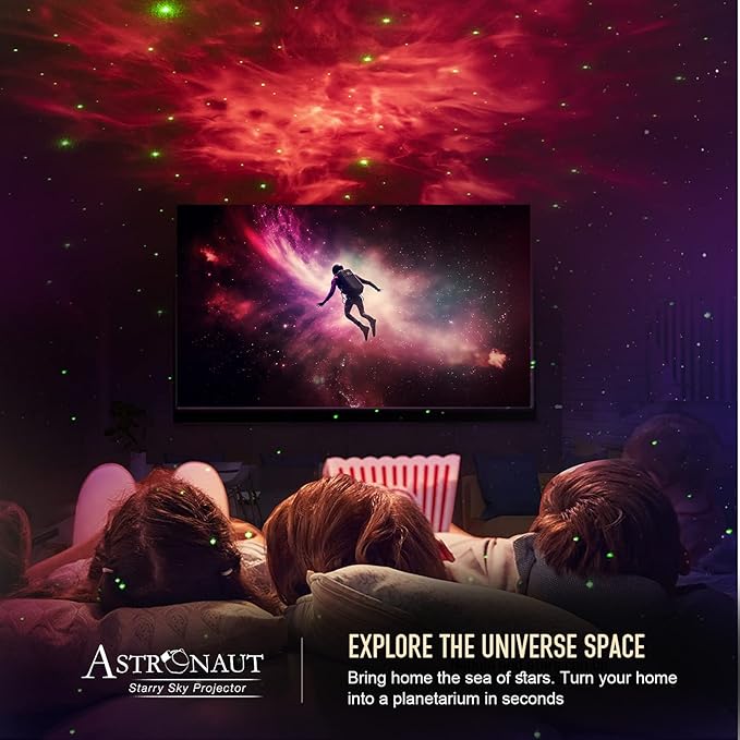 Mooyran Galaxy Projector for Gaming Room Decor - Black Astronaut Star Projector, Cool Stuff for Men's Bedroom Accessories, LED Nebula Light with Remote, for Teen Boys & Gamers