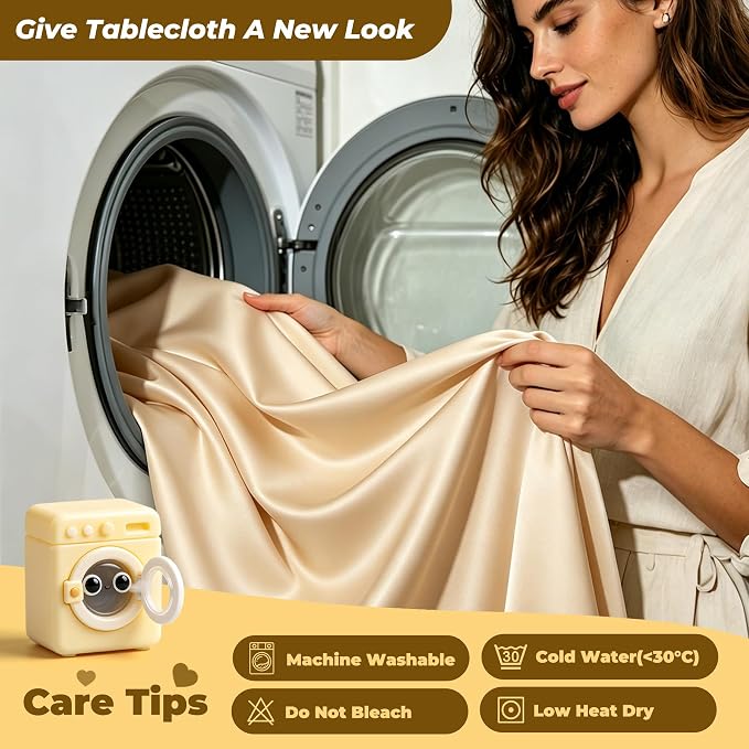 Dark Champagne Polyester Table Cloths for Rectangle 6 Foot Tables, 6 Pack Wrinkle Free Tablecloths Stretchy Banquet Ruffle Fitted Table Cover Desk Skirt for Parties Wedding Birthday Baby Shower - Image 9