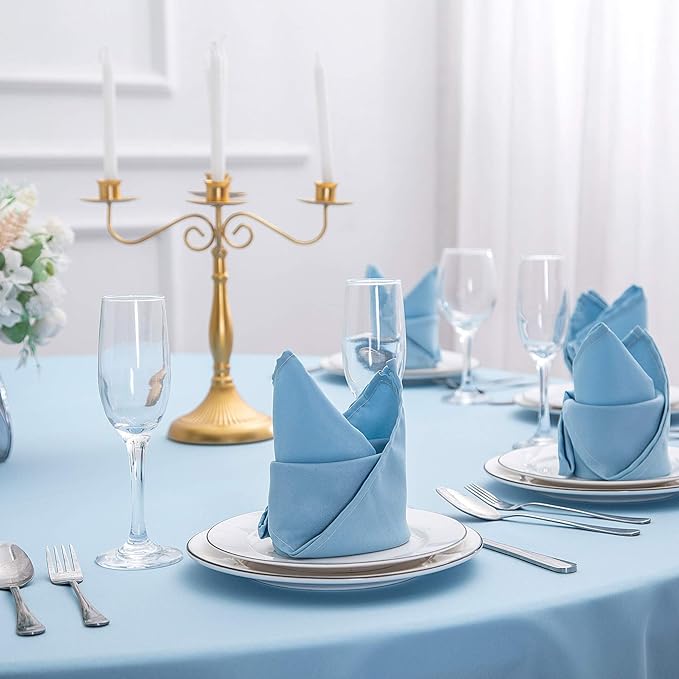 Cloth Napkins 20x20 inch Washable Polyester Dinner Napkins Soft Table Napkins for Wedding Party Dining Banquet(Blue Mist,100PCS) - Image 7