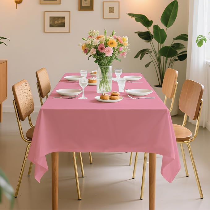 54 Inch X 300 Feet Plastic Table Cover Roll Premium Disposable Plastic Tablecloth for All Type/Shape Tables | Picnic, Party, Banquet, Birthdays, Weddings (Pink, 54 Inch X 300 Feet) - Image 6