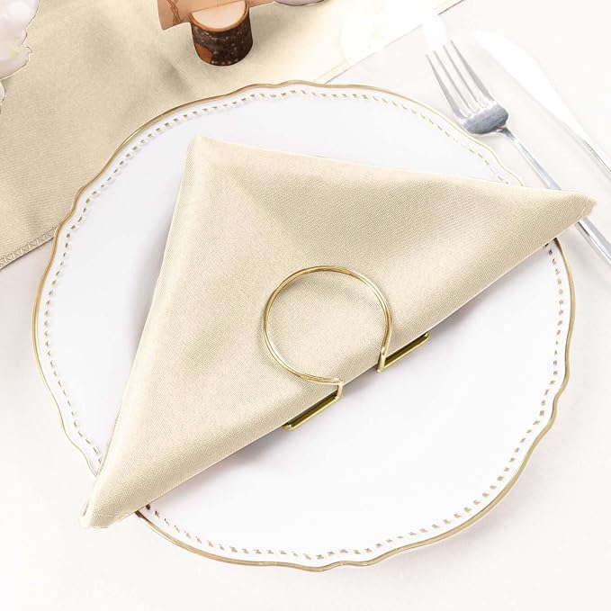 Efavormart Premium Cloth Napkins Set of 25, 20x20 Inch Beige Violet Seamless Dinner Napkins, Washable Linen Table Napkin Cloth with Hemmed Edges for Weddings, Party and Banquet - Image 7