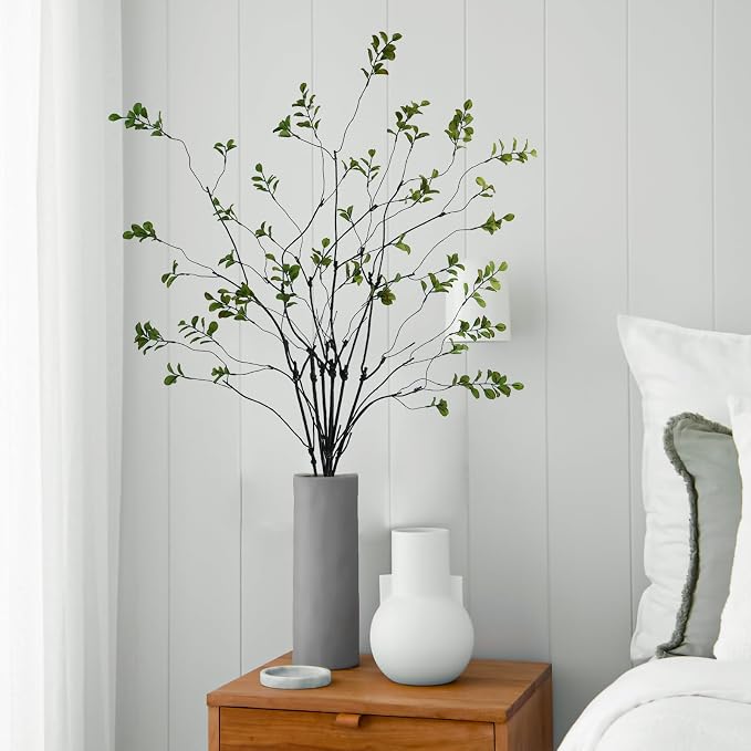 Krissing 6 Pcs Faux Greenery Stems, 37" Tall Fake Ficus Twig Stems Plants Artificial Greenery Stems Branches for Vase Indoor Office Desk Home Spring Table Decor - Image 7