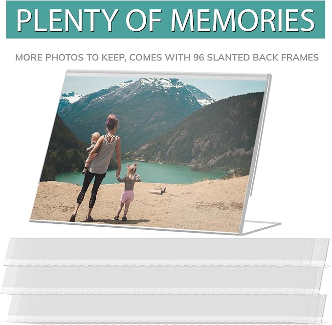 pbf 7x5 Acrylic Sign Holder | 7 x 5 Horizontal Stand Up Slanted Sign Holder | Acrylic Stands for Display | Clear Picture Frame, Menu Table Top Stand, Plastic Flyer Holder (96-Pack) - Image 6