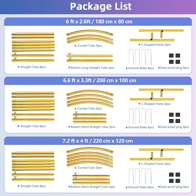 Hemmotop Metal Arch Backdrop Stand, 7.2FT+6.6FT+6FT Wedding Arches for Backdrop, Gold Background Arch Stands Set of 3, Flower Arches Frame for Birthday Party, Baby Shower, Graduation, Garden Décor