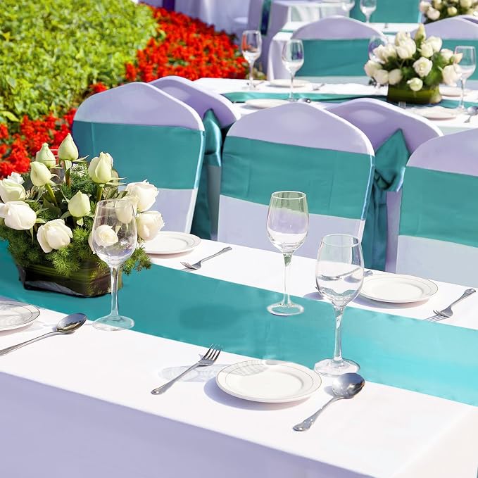 24 Pcs Light Blue Satin Table Runners Bulk, 12 x 108 Inch | Runners for Table, Smooth Fabric Tablecloth, Wedding Banquet, Birthday Party, Fall Decorations, Halloween Christmas Party - Image 6