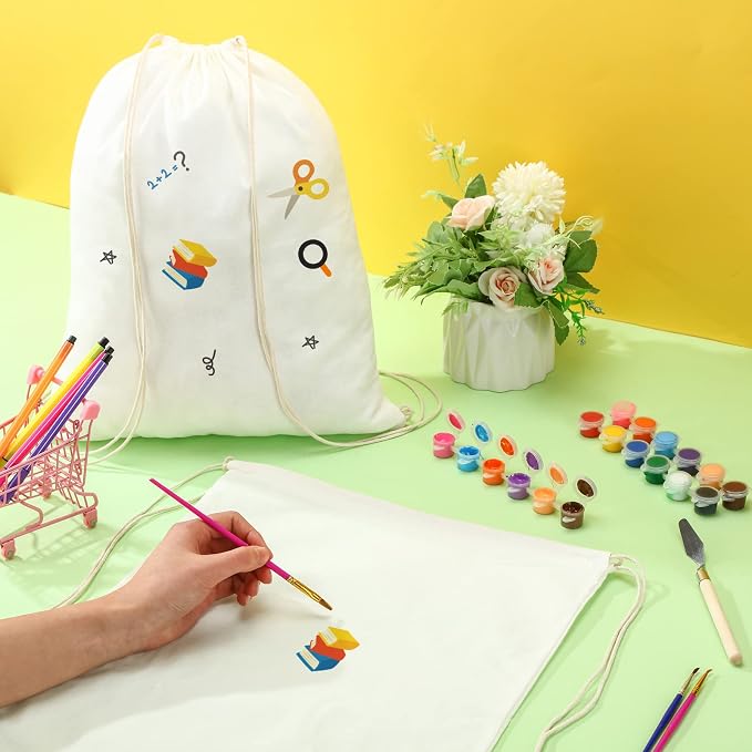 Saintrygo 60 Pcs Tie Dye Cotton Drawstring Bags Bulk, 14"x16" | Blank White Cotton for Sublimation, DIY Party Activities. Bulk Drawstring Backpacks for School Groups, Camps, Crafts - Image 6