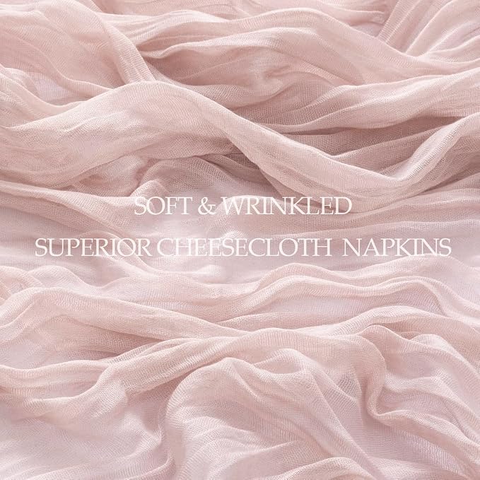 DeZerlor Pink Washable Cheesecloth Napkins Set of 50 for Wedding Party | Reusable Summer Cloth Napkins Bulk, for Bridal Baby Shower Dinner Cocktail Birthday Home, 21x21 Inches - Image 7