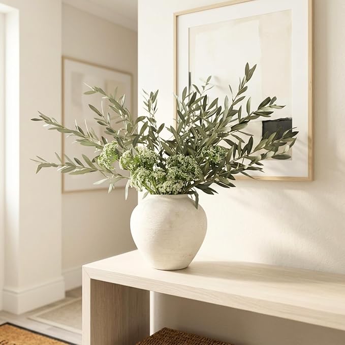 Faux Arrangement - Olive & White Berry, Realistic Greenery Stems For Vase | Artificial Floral Arrangement for Farmhouse Home Decor, Winter Christmas Table Centerpiece Decor - Image 7