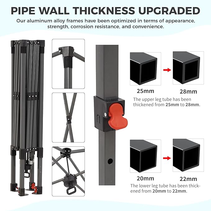 GDY 8x8FT Pop Up Canopy Tent with One Push Setup, Easy to Install with 4-Sidewalls for Events, Parties, Camping, Outdoor Gazebo with 4-Sandbags, White.