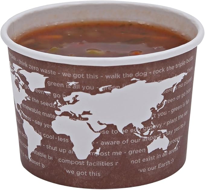 ECO PRODUCTS Compostable 8oz Lined Paper Food Bowls, Case of 1000, Renewable Disposable Round Containers, Plant-Based PLA Lined, World Art, Lids Available, ASTM Compliant, BPI-Certified - Image 9