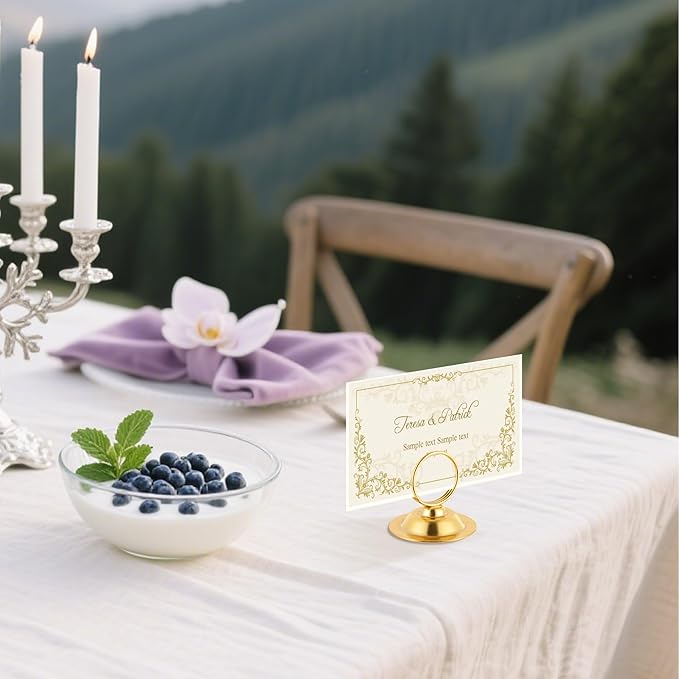 Urban Deco 16 PK Table Card Holder Place Card Holders Steel Card Holders for Photos, Food Signs, Memo Notes, Weddings, Restaurants, Birthday(Gold)