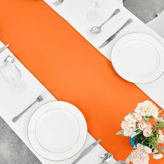 15-Pack Orange Satin Table Runner 12 x 108 Inch Long Fuchsia Bright and Smooth Silk Fabric Table Runner for Wedding Banquet Birthday Party Decoration - Image 7