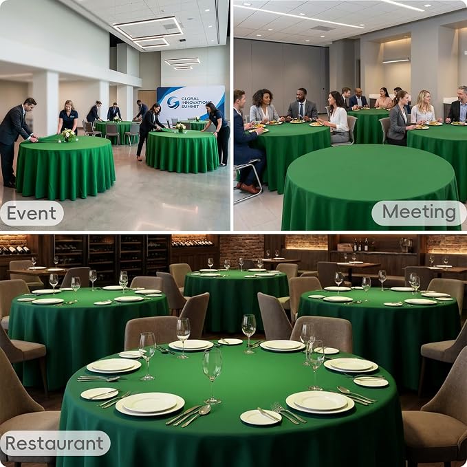 8 Pack Green Round Tablecloth 120 Inch | For 4Ft-7Ft Round Table, Wrinkle Resistant Table Cloth, Washable Polyester Fabric, For Wedding Party Banquet Buffet Camping - Image 7