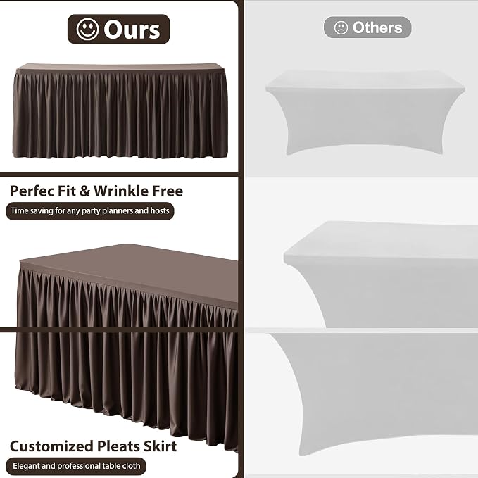 Wish Care 2 Pack Brown Rectangle Table Clothes for 6 Foot Tables, Polyester Fitted Tablecloths 6t Stretch Table Cover for Wedding, Birthday, Parties, Trade Show, Craft Show - Image 7