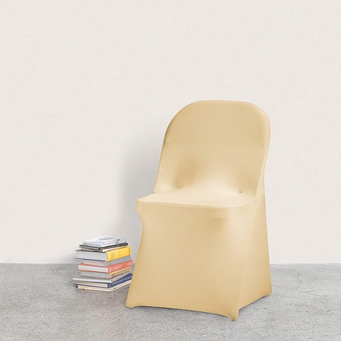 Peomeise Stretch Spandex Folding Chair Cover for Wedding Party Dining Banquet Event (Champagne,25pcs) - Image 7