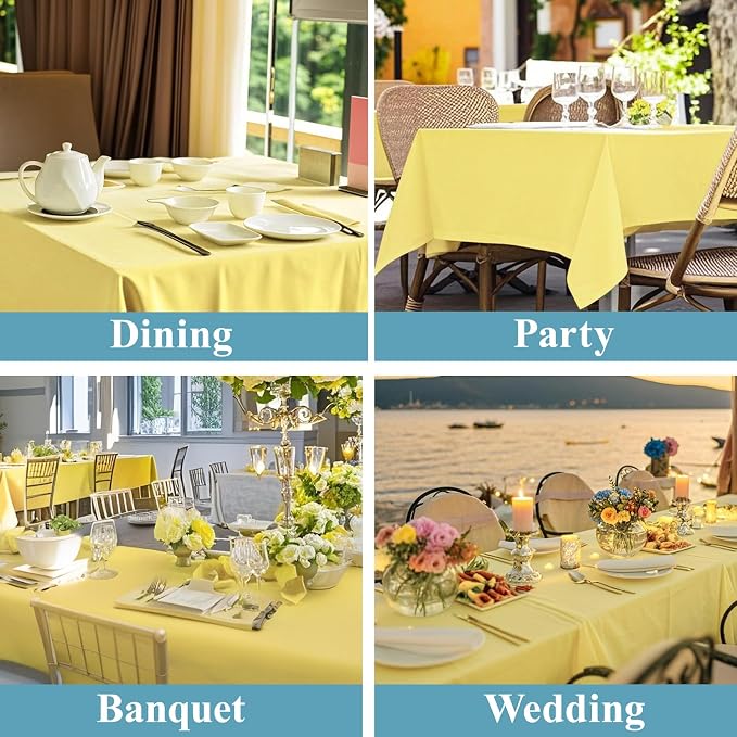 VidaFete 6 Pack 90 * 132inch Yellow Rectangle Tablecloth for 6ft Tables | Stain & Wrinkle Resistant Polyester Rectangular Table Cloth for Kitchen Dining Wedding Banquet Decoration - Image 6