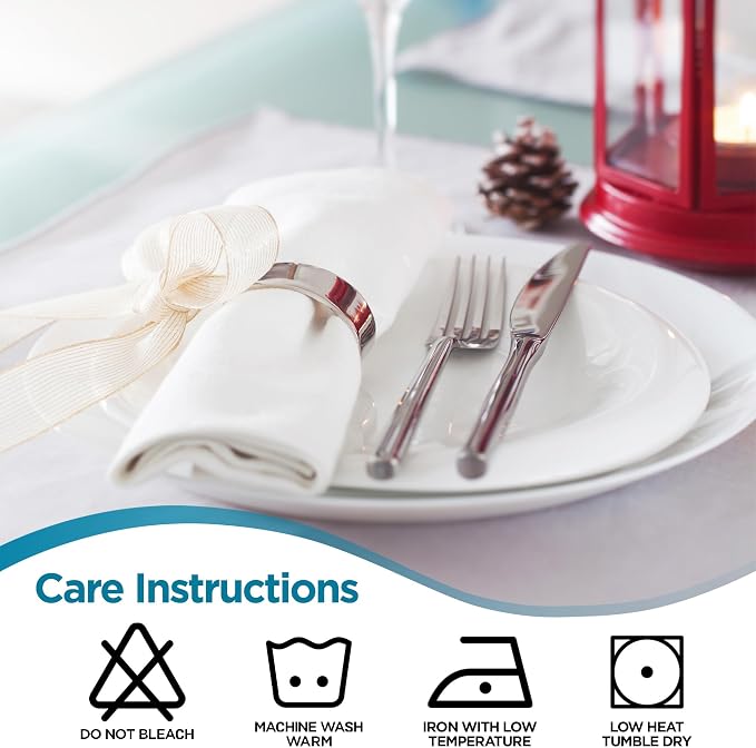 Leading Linens 20 pcs White 17"x17" Polyester Cloth Napkins | Premium, soft, & durable square linen napkins, perfect for weddings, dining, restaurants, & parties. Washable. - Image 6