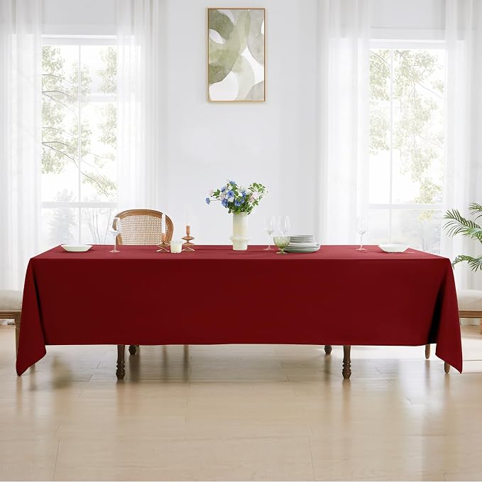 2 Pack Red Rectangle Tablecloths 90x132 Inch for 6ft Tables | Washable Decorative Linen Polyester Table Cover for Dining Tables, Banquets Buffets Parties and Weddings - Image 8