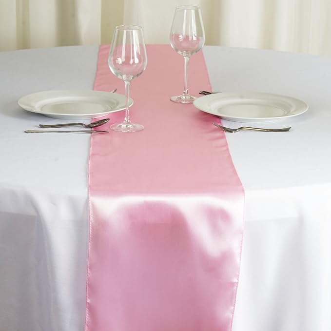Balsa Circle 6 pcs 12 x 108 inch Pink Satin Table Runners Wedding Table Top Party Supplies Reception Linens Decorations - Image 5