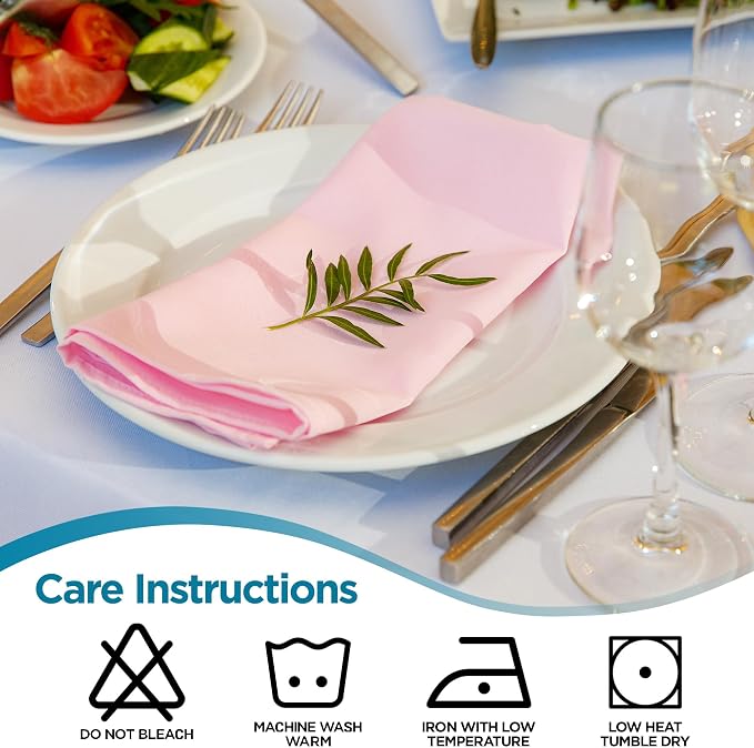 Leading Linens 1 pc Pink 17"x17" Polyester Cloth Napkins | Premium, soft, & durable square linen napkins, perfect for weddings, dining, restaurants, & parties. Washable. - Image 6