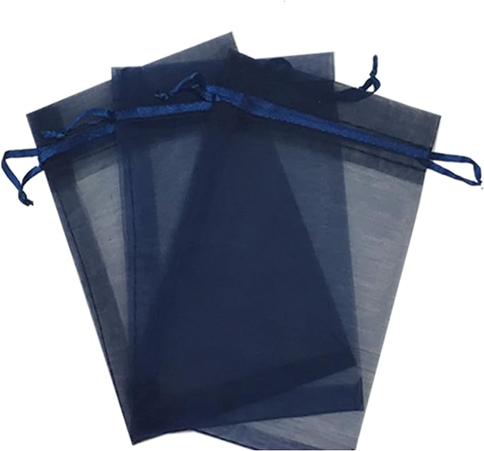 500 Navy 3x4 Sheer Drawstring Organza Bags - Jewelry Pouches, Wedding Party Favor & Gift Bags - Kyezi Design and Craft by Kyezi+Design+and+Craft