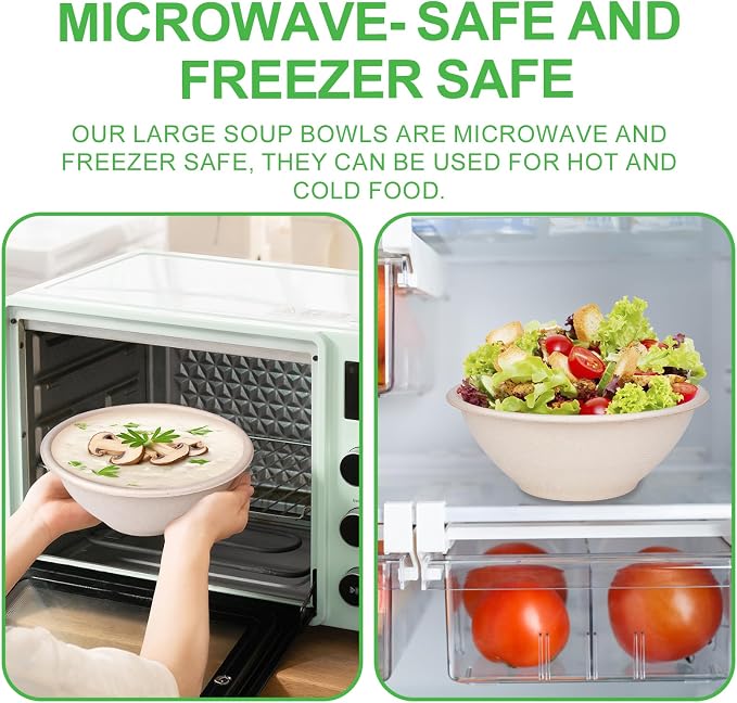Large Paper Bowls, 40oz Compostable Bowls, 120 Pack Heavy Duty Disposable Bowls For Hot Soup, Salads,Cereals- Made from 100% Sugarcane Fiber - Image 7