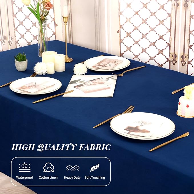 6 Pack Tablecloth 60 x126 inch Polyester Table Cloth for 8 Foot Rectangle Tables,Stain and Wrinkle Resistant Washable Fabric Table Covers Polyester Navy Blue Table Clothes for Wedding,Party,Banquet - Image 6