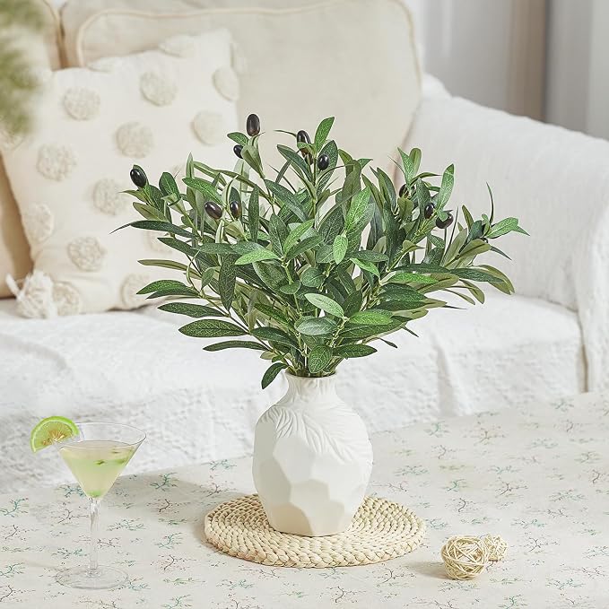 5 PCS 18 Inch Olive Tree Branches Greenery Stems Artificial Plants Faux Olive Branch for Vase Realistic Green Stem Home Decor Indoor - Image 9