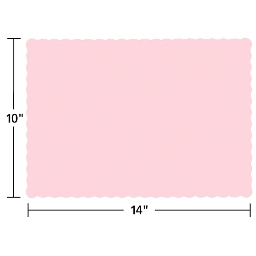 Hoffmaster 310558 Paper Placemat, 13-1/2" Length x 9-1/2" Width, Scalloped Edge, Pink (Case of 1000) - Image 2